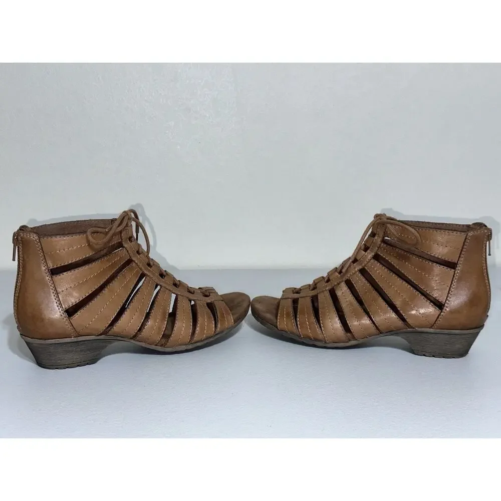 Rockport Cobb Hill “Gabby” Tan Brown Nubuck Leather Gladiator Sandals 8.5